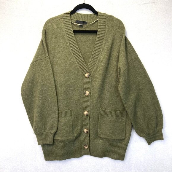 Sanctuary Cozy Oversized Cardigan Sweater Womens 2XL Green Button Up Pockets XXL - Picture 1 of 10